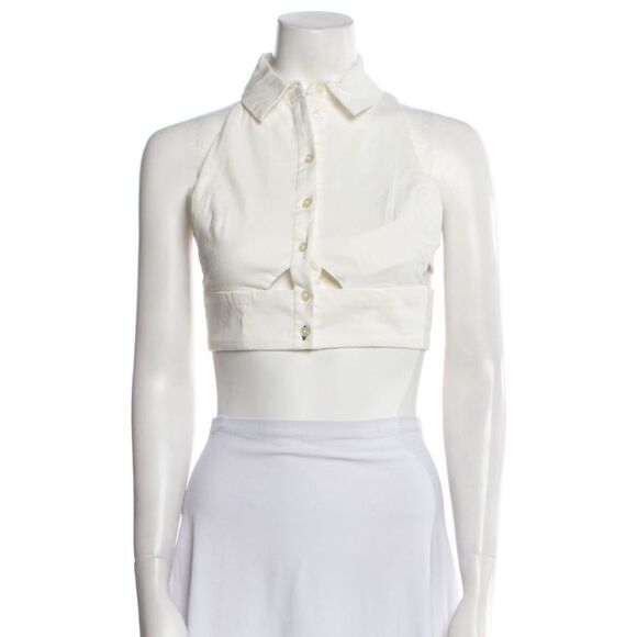 Jonathan Simkhai Button Up Crop Top NWT - Picture 3 of 5